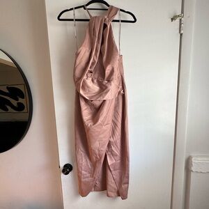 Dusty rose asymmetrical satin dress